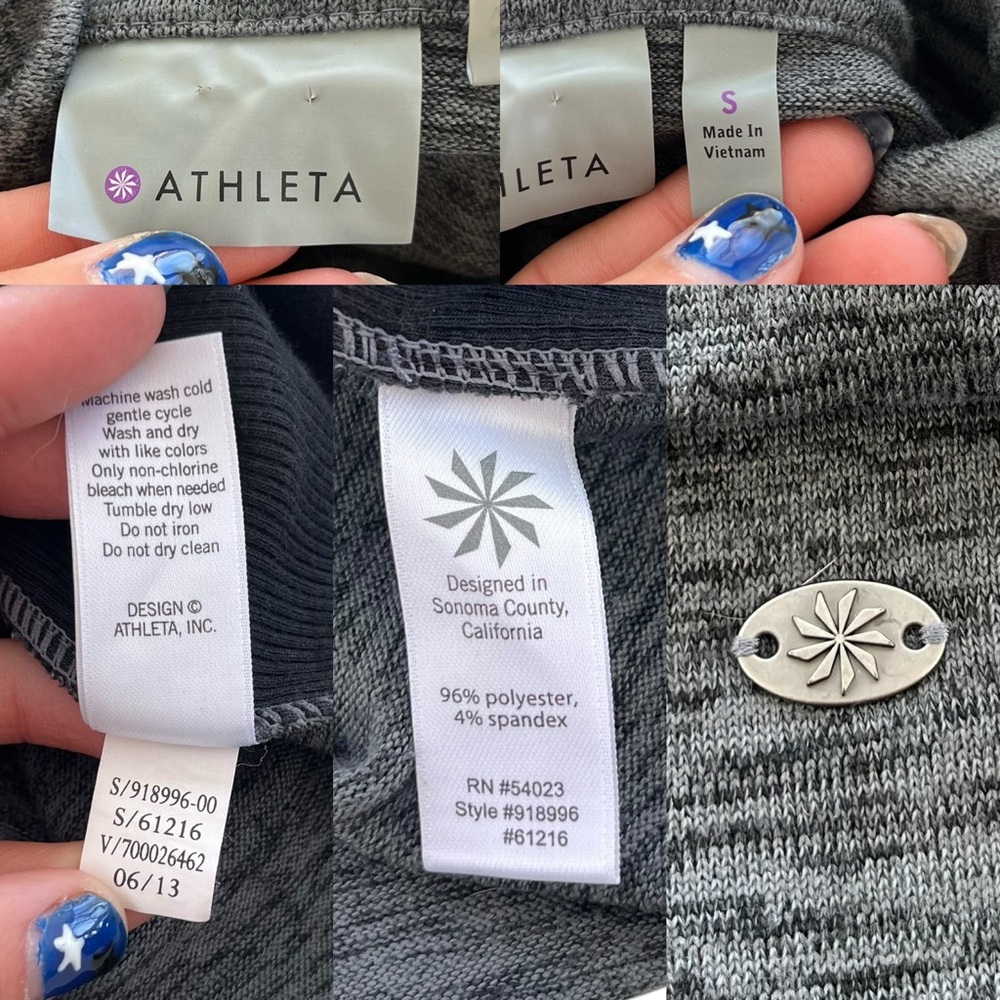 Athleta Womens S Charcoal Heather Batwing and Robin Cowl Neck Sweatshirt #918996 - Picture 3 of 14